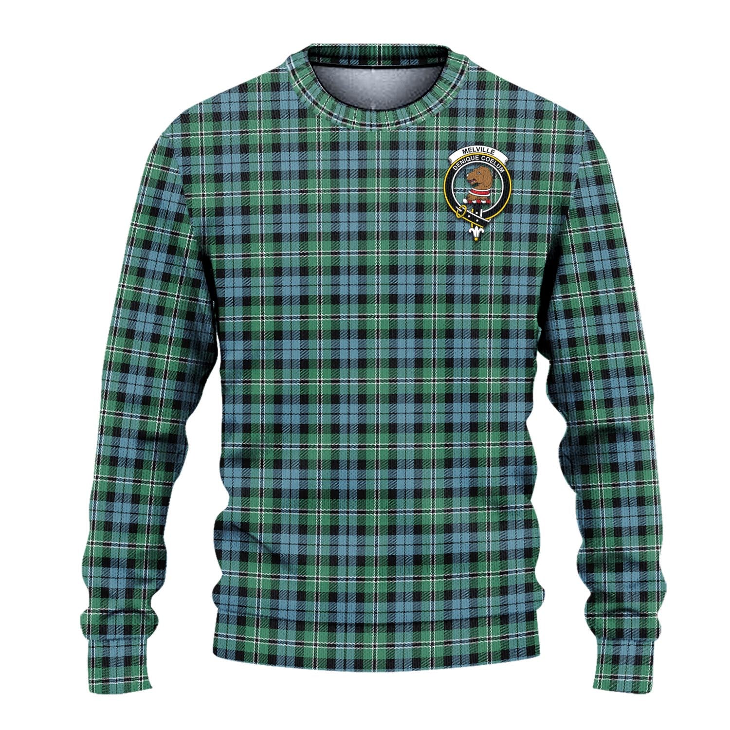 Melville Ancient Tartan Knitted Sweater with Family Crest - Tartanvibesclothing