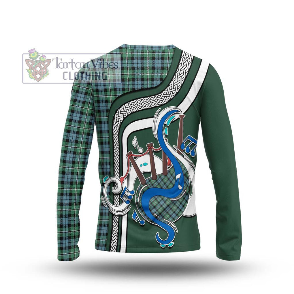 Tartan Vibes Clothing Melville Ancient Tartan Long Sleeve T-Shirt with Epic Bagpipe Style