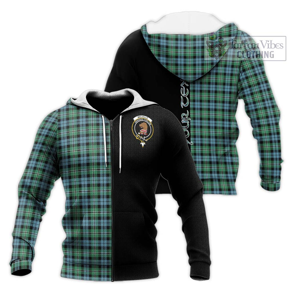 Melville Ancient Tartan Knitted Hoodie with Family Crest and Half Of Me Style Unisex Knitted Zip Hoodie - Tartanvibesclothing Shop