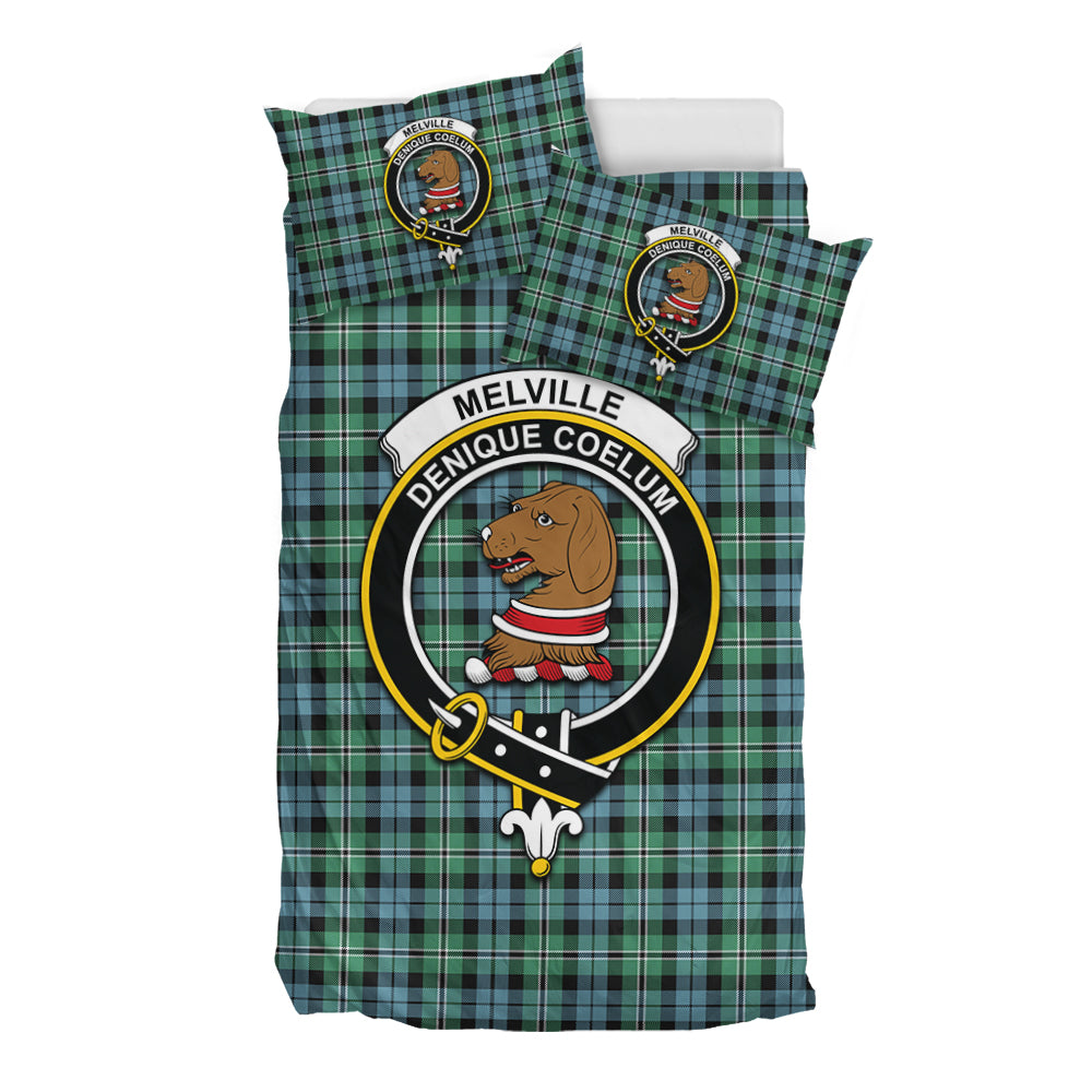 Melville Ancient Tartan Bedding Set with Family Crest - Tartan Vibes Clothing