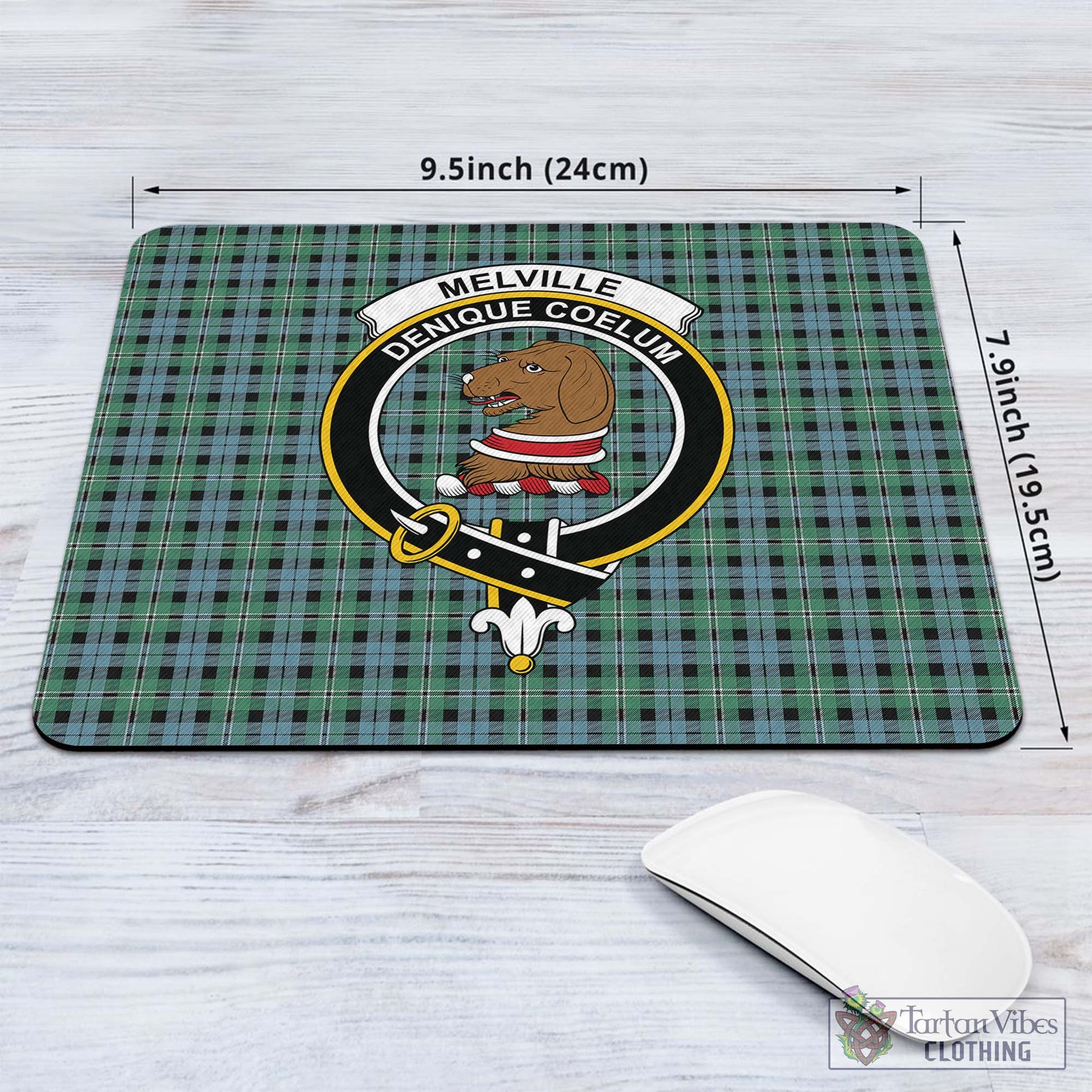 Tartan Vibes Clothing Melville Ancient Tartan Mouse Pad with Family Crest