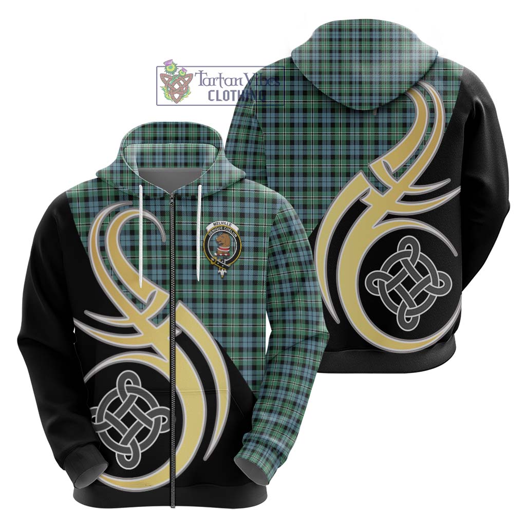 Melville Ancient Tartan Hoodie with Family Crest and Celtic Symbol Style - Tartan Vibes Clothing