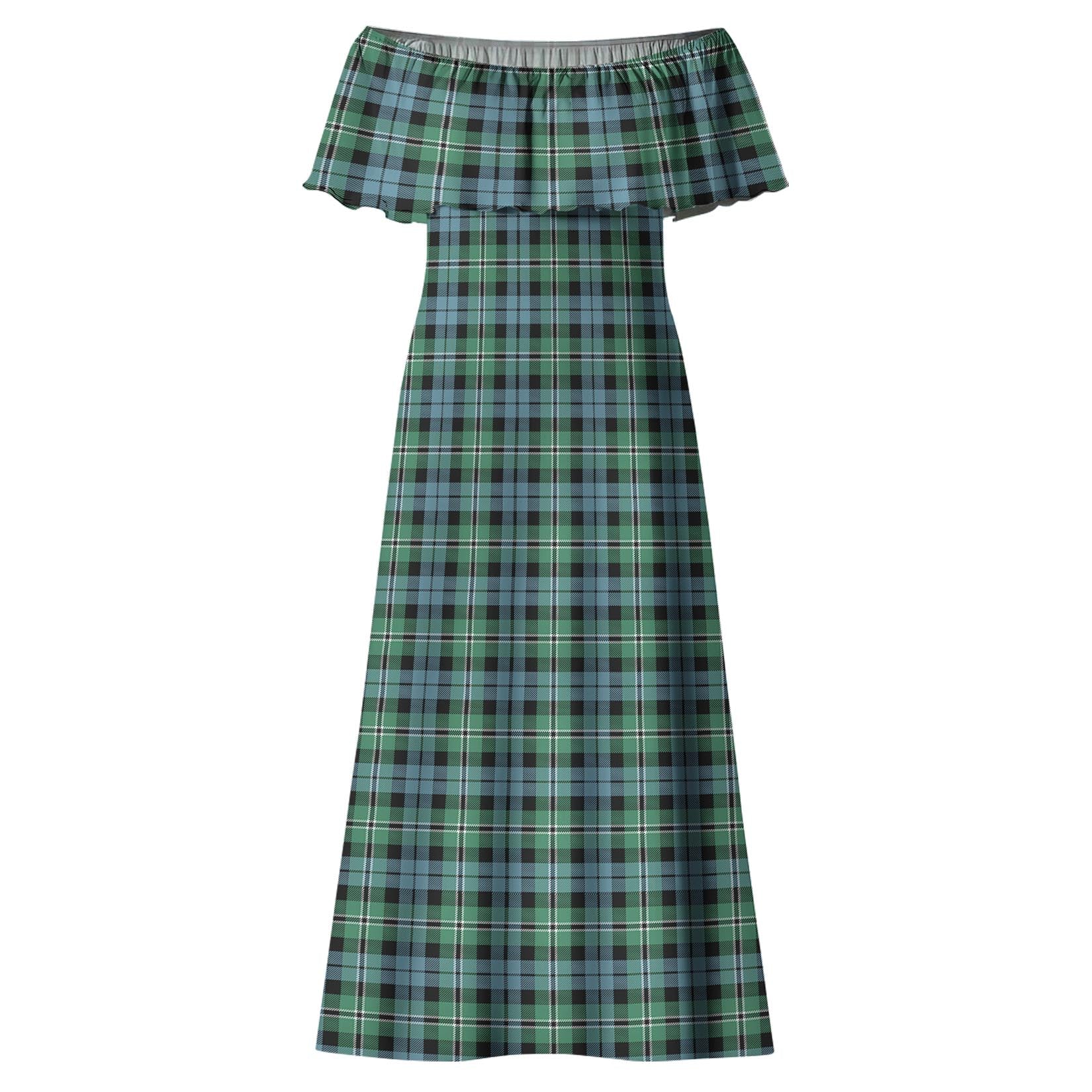 Melville Ancient Tartan Off Shoulder Long Dress - Tartanvibesclothing