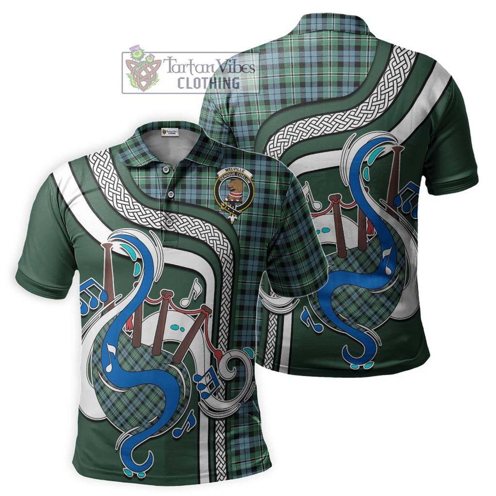 Tartan Vibes Clothing Melville Ancient Tartan Polo Shirt with Epic Bagpipe Style