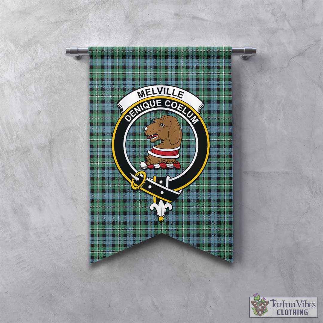 Tartan Vibes Clothing Melville Ancient Tartan Gonfalon, Tartan Banner with Family Crest