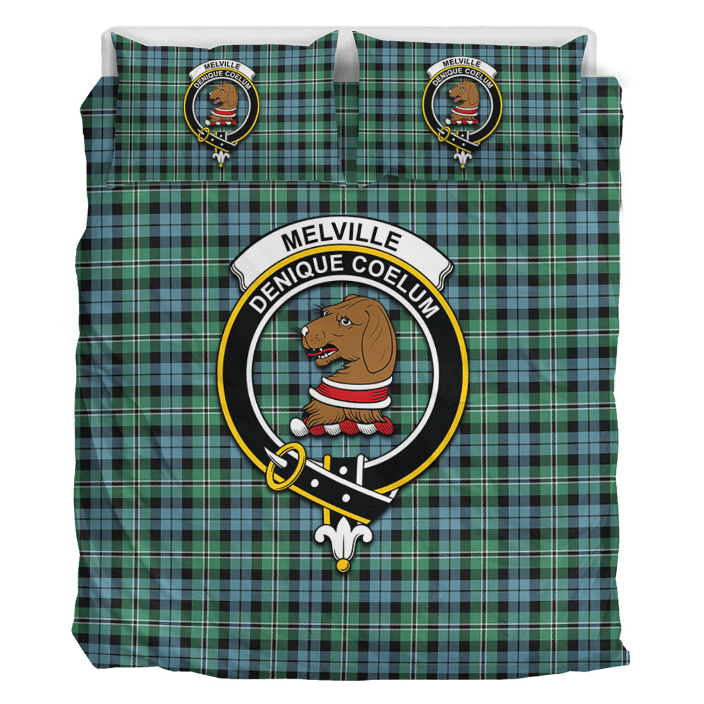 Melville Ancient Tartan Bedding Set with Family Crest - Tartan Vibes Clothing