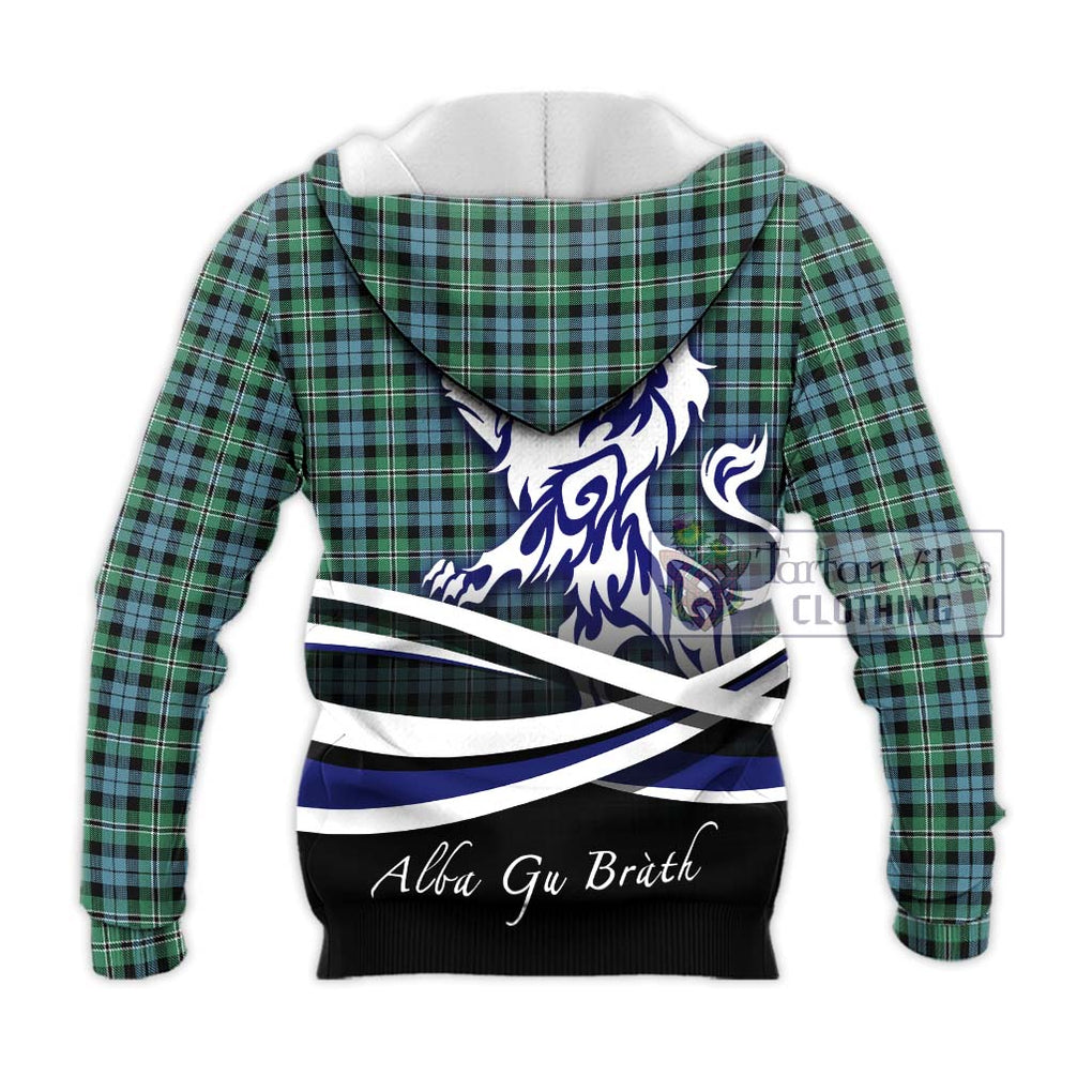 Melville Ancient Tartan Knitted Hoodie with Alba Gu Brath Regal Lion Emblem - Tartanvibesclothing Shop