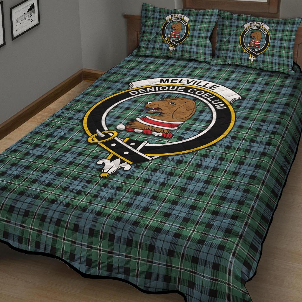 Melville Ancient Tartan Quilt Bed Set with Family Crest - Tartan Vibes Clothing