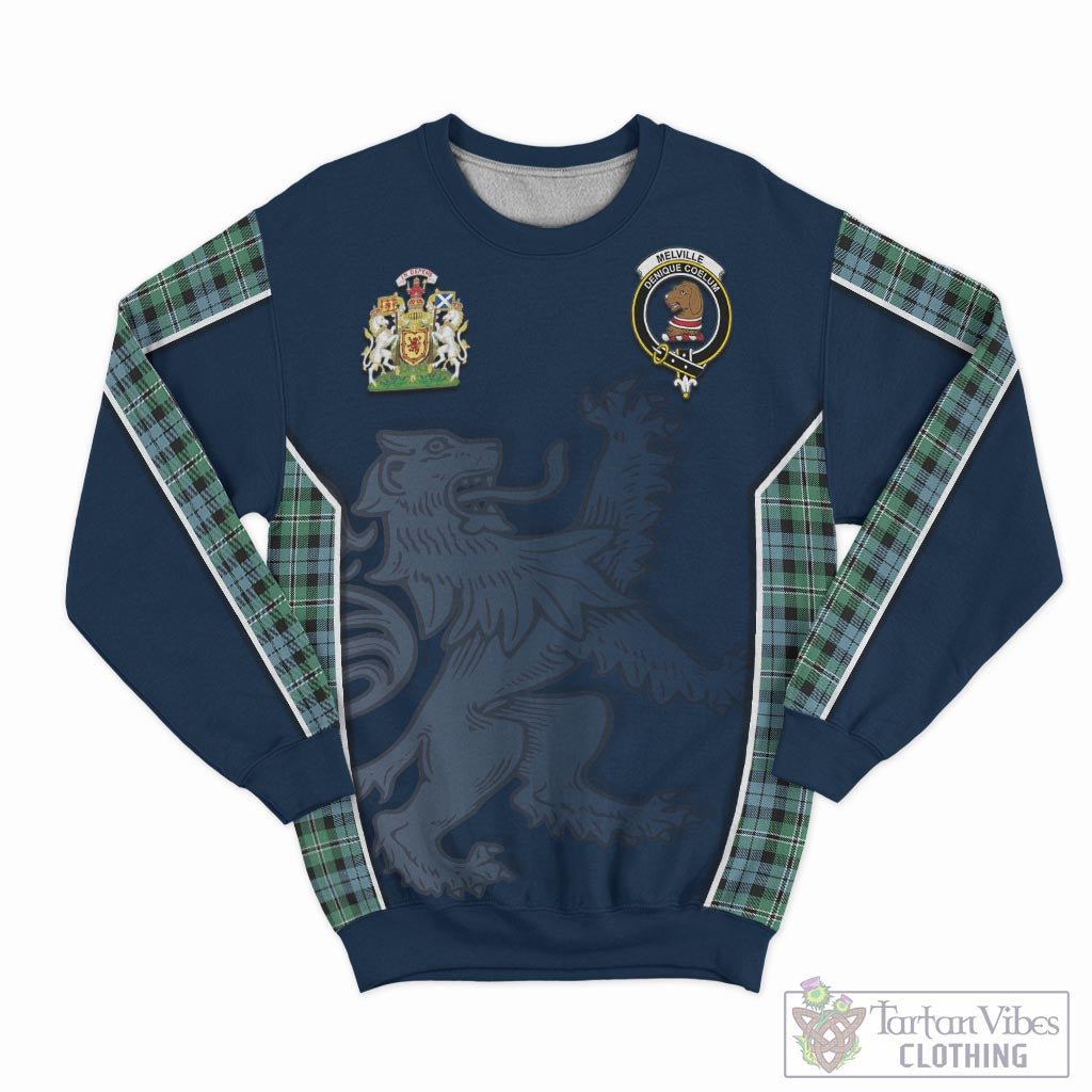 Tartan Vibes Clothing Melville Ancient Tartan Sweater with Family Crest and Lion Rampant Vibes Sport Style