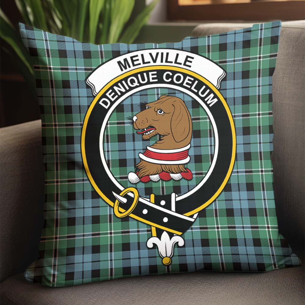 Melville Ancient Tartan Pillow Cover with Family Crest - Tartanvibesclothing