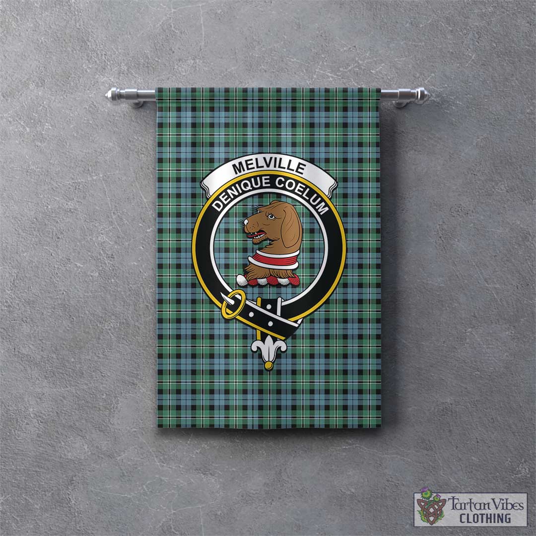 Tartan Vibes Clothing Melville Ancient Tartan Gonfalon, Tartan Banner with Family Crest