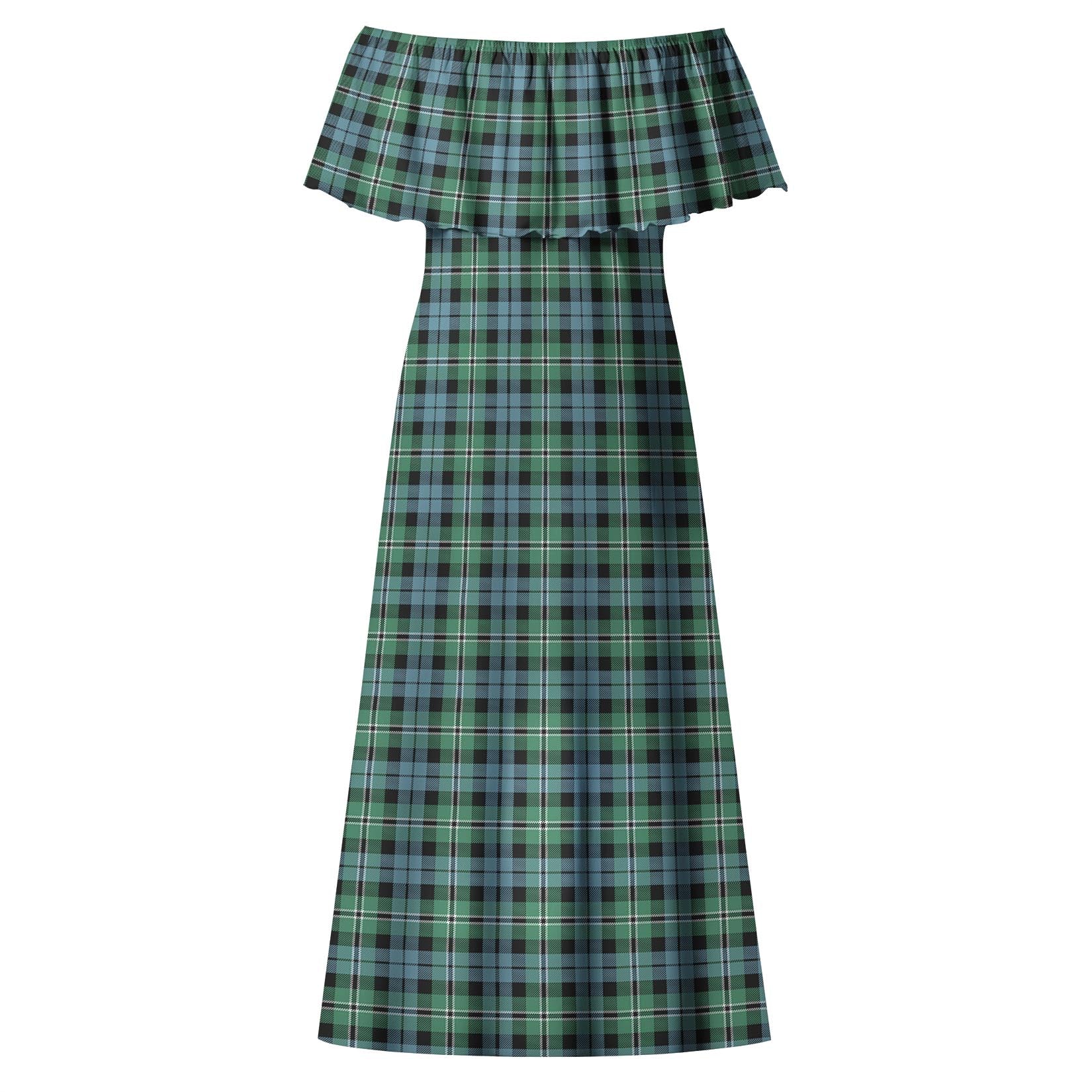 Melville Ancient Tartan Off Shoulder Long Dress - Tartanvibesclothing