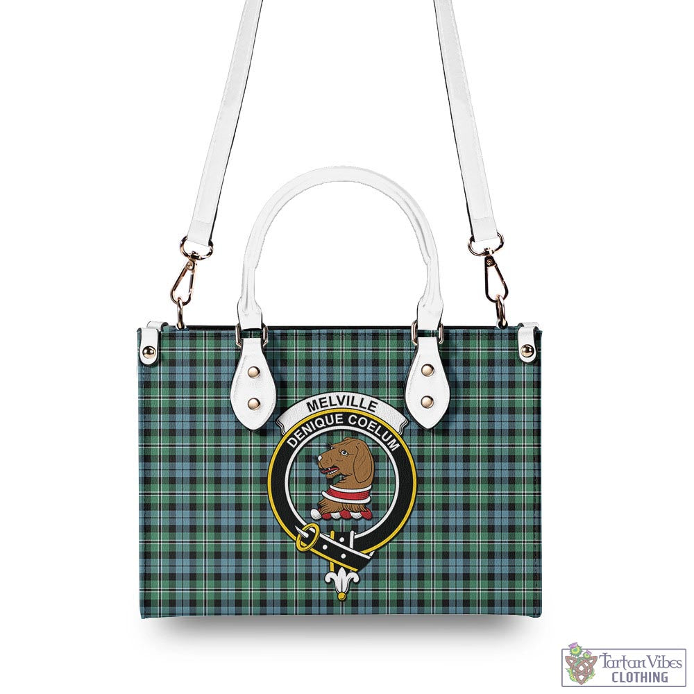 Tartan Vibes Clothing Melville Ancient Tartan Luxury Leather Handbags with Family Crest