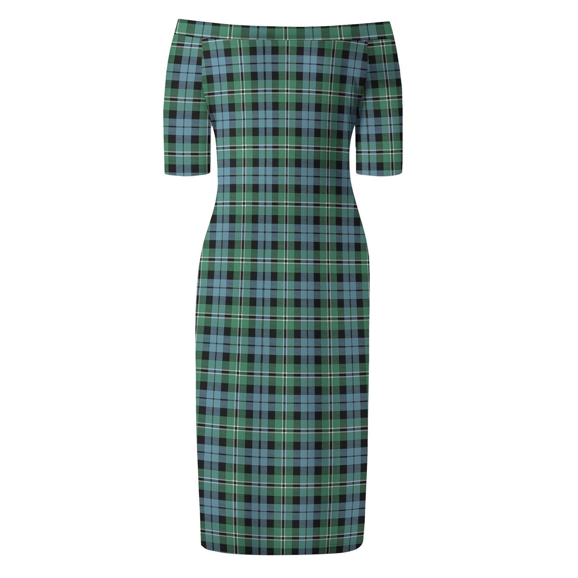 Melville Ancient Tartan Off Shoulder Lady Dress - Tartanvibesclothing