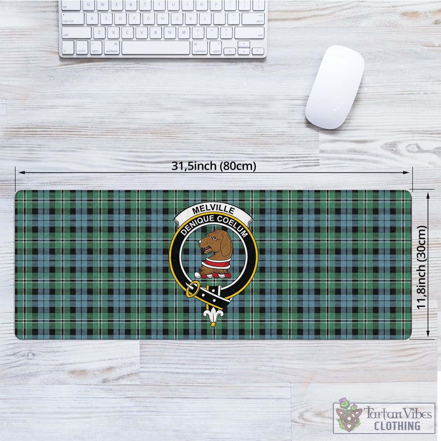 Tartan Vibes Clothing Melville Ancient Tartan Mouse Pad with Family Crest