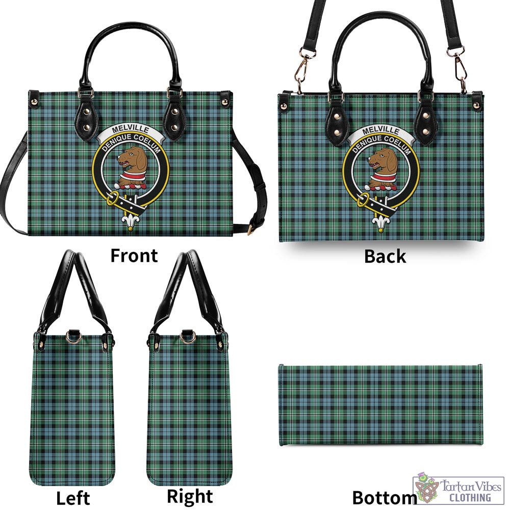 Tartan Vibes Clothing Melville Ancient Tartan Luxury Leather Handbags with Family Crest