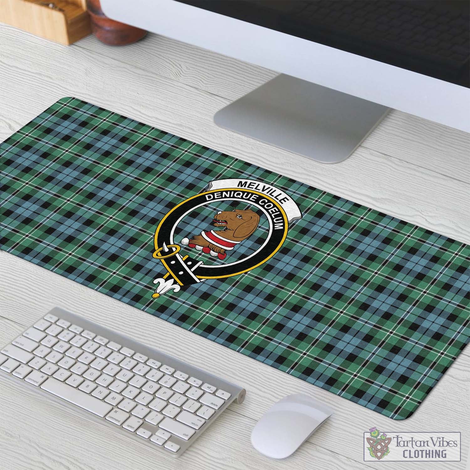 Tartan Vibes Clothing Melville Ancient Tartan Mouse Pad with Family Crest