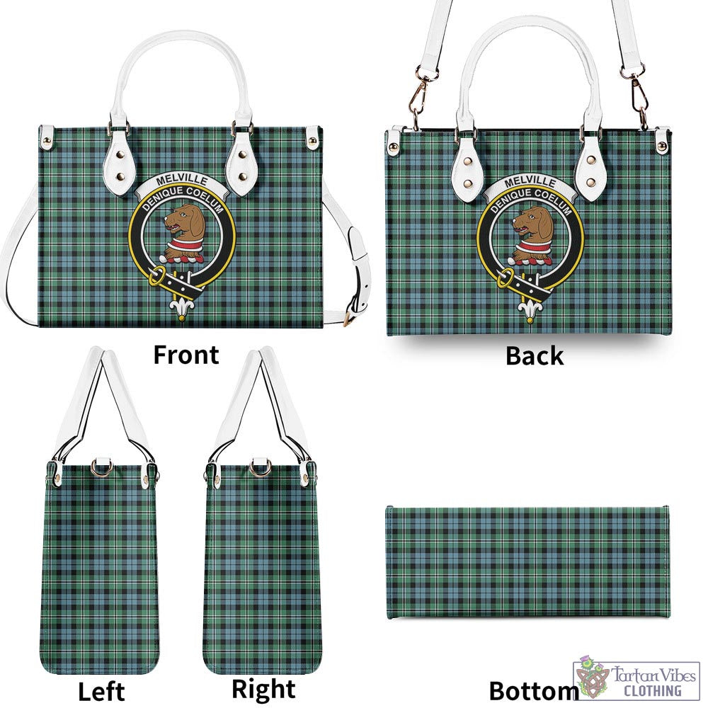 Tartan Vibes Clothing Melville Ancient Tartan Luxury Leather Handbags with Family Crest