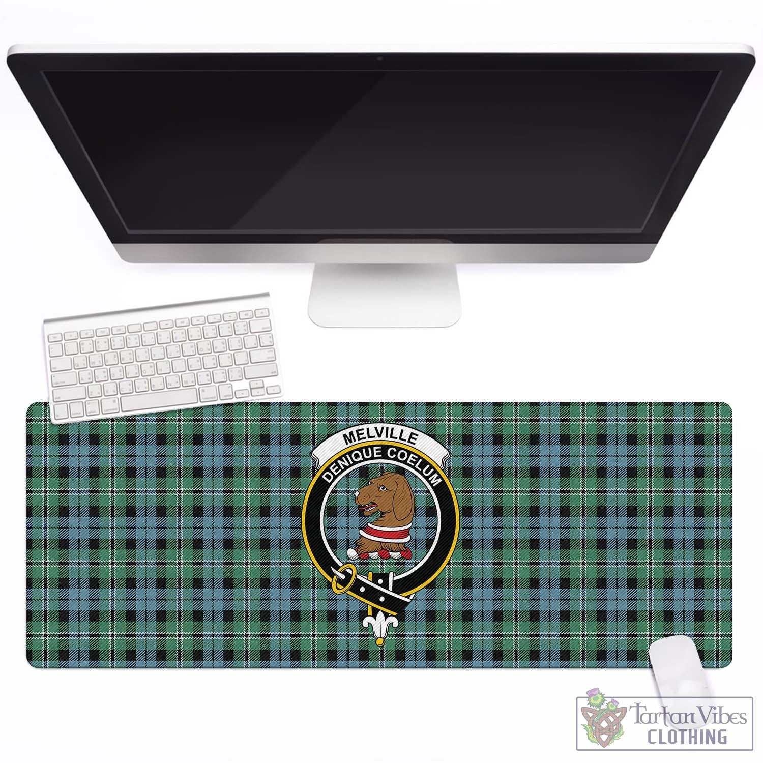 Tartan Vibes Clothing Melville Ancient Tartan Mouse Pad with Family Crest