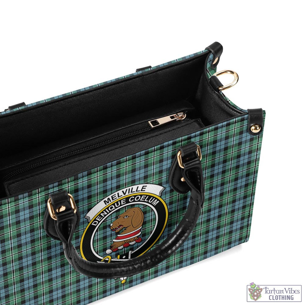 Tartan Vibes Clothing Melville Ancient Tartan Luxury Leather Handbags with Family Crest