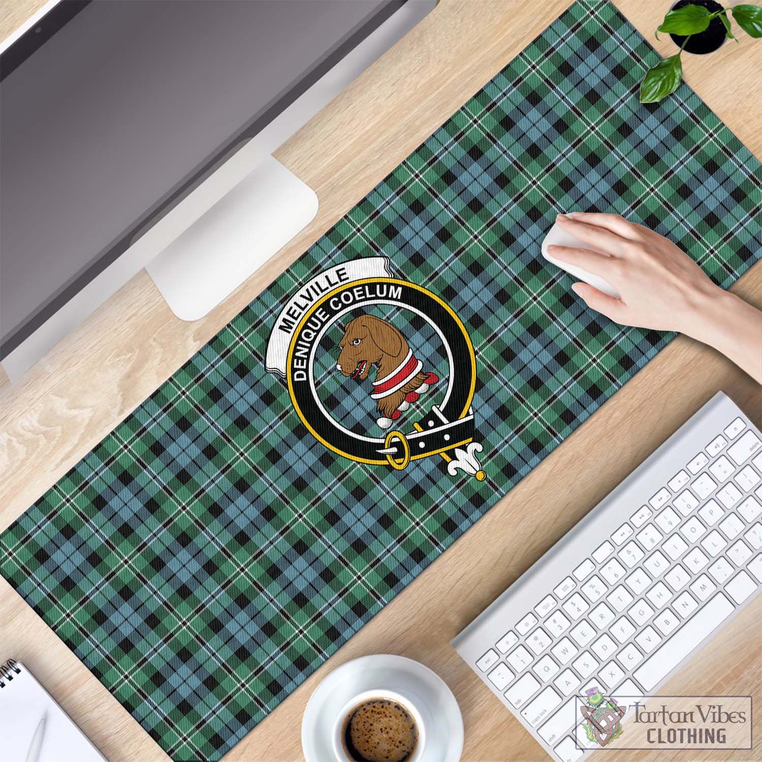 Tartan Vibes Clothing Melville Ancient Tartan Mouse Pad with Family Crest