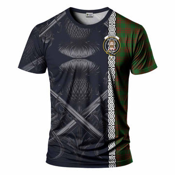 Menzies Tartan T-Shirt with Family Crest Cross Sword Thistle Celtic Vibes Kid's Shirt - Tartan Vibes Clothing