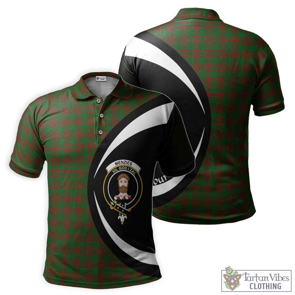 Tartan Vibes Clothing Menzies Tartan Men's Polo Shirt with Family Crest Circle Style