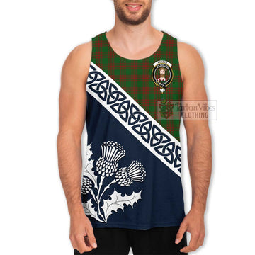 Menzies Tartan Men's Tank Top Featuring Thistle and Scotland Map