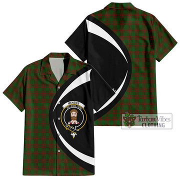 Menzies Tartan Short Sleeve Button Up with Family Crest Circle Style