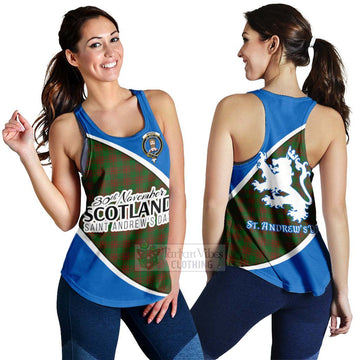 Menzies Family Crest Tartan Women's Racerback Tanks Celebrate Saint Andrew's Day in Style