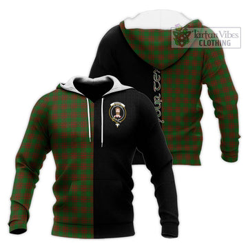 Menzies Tartan Knitted Hoodie with Family Crest and Half Of Me Style