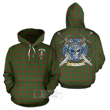 Menzies Tartan Hoodie with Family Crest Celtic Skull Style