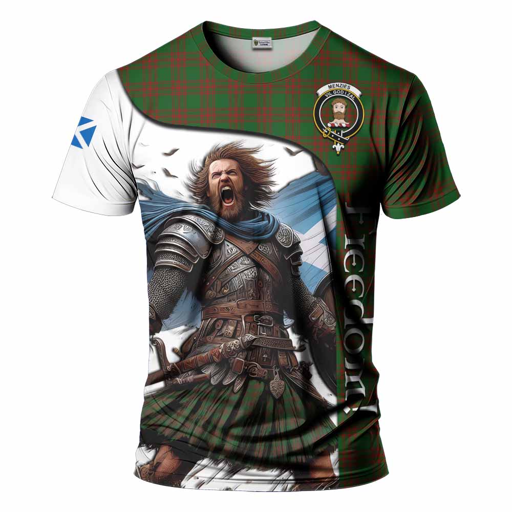 Menzies Crest Tartan T-Shirt Inspired by the Freedom of Scottish Warrior