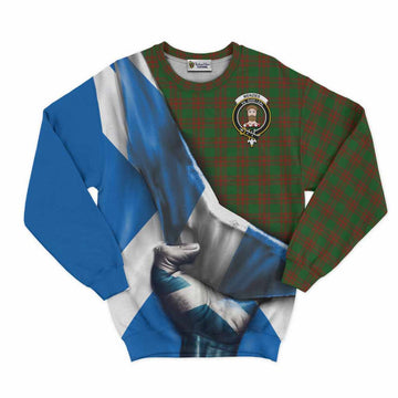 Menzies Tartan Sweatshirt with Family Crest Scotland Patriotic Style