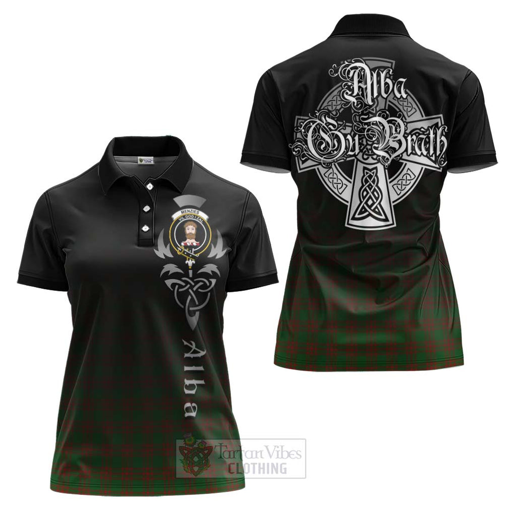 Tartan Vibes Clothing Menzies Tartan Women's Polo Shirt Featuring Alba Gu Brath Family Crest Celtic Inspired