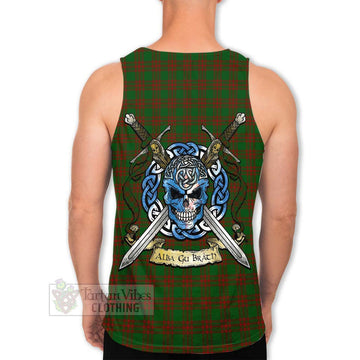 Menzies Tartan Men's Tank Top with Family Crest Celtic Skull Style