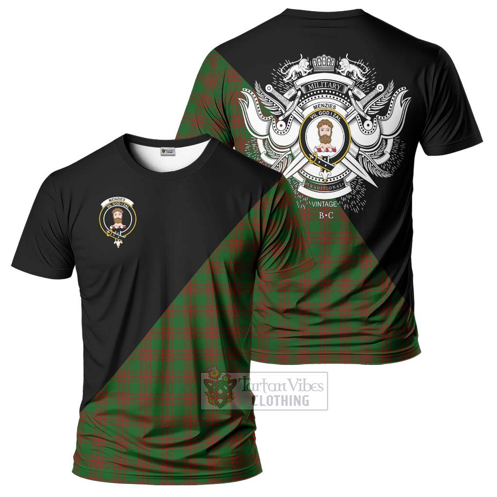 Menzies Tartan T-Shirt with Family Crest and Military Logo Style Kid's Shirt - Tartanvibesclothing Shop