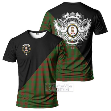 Menzies Tartan T-Shirt with Family Crest and Military Logo Style