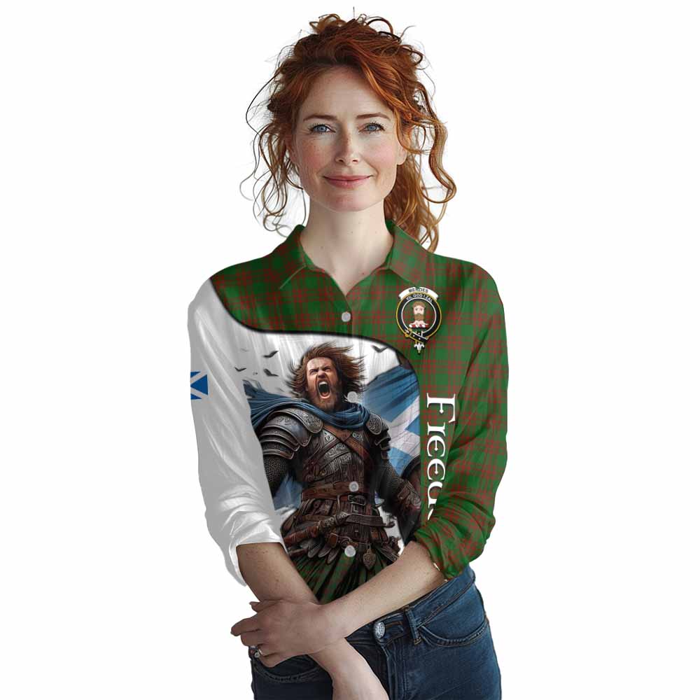 Tartan Vibes Clothing Menzies Crest Tartan Women's Casual Shirt Inspired by the Freedom of Scottish Warrior