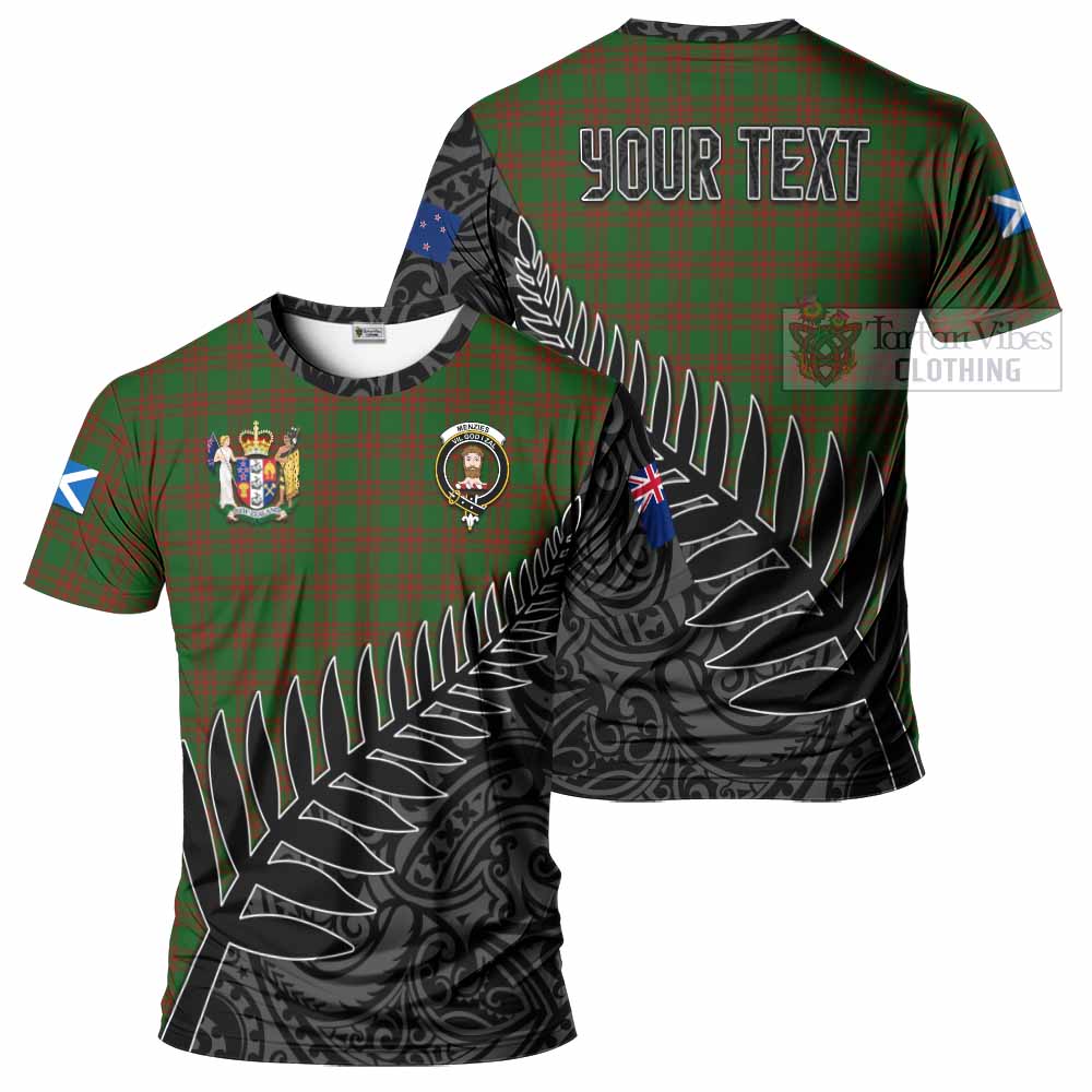 Tartan Vibes Clothing Menzies Crest Tartan T-Shirt with New Zealand Silver Fern Half Style