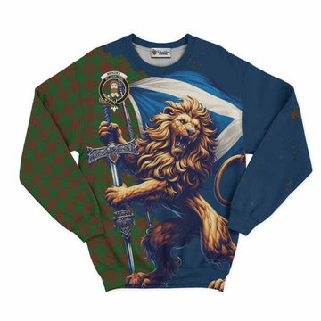 Menzies Tartan Family Crest Sweatshirt with Scottish Majestic Lion