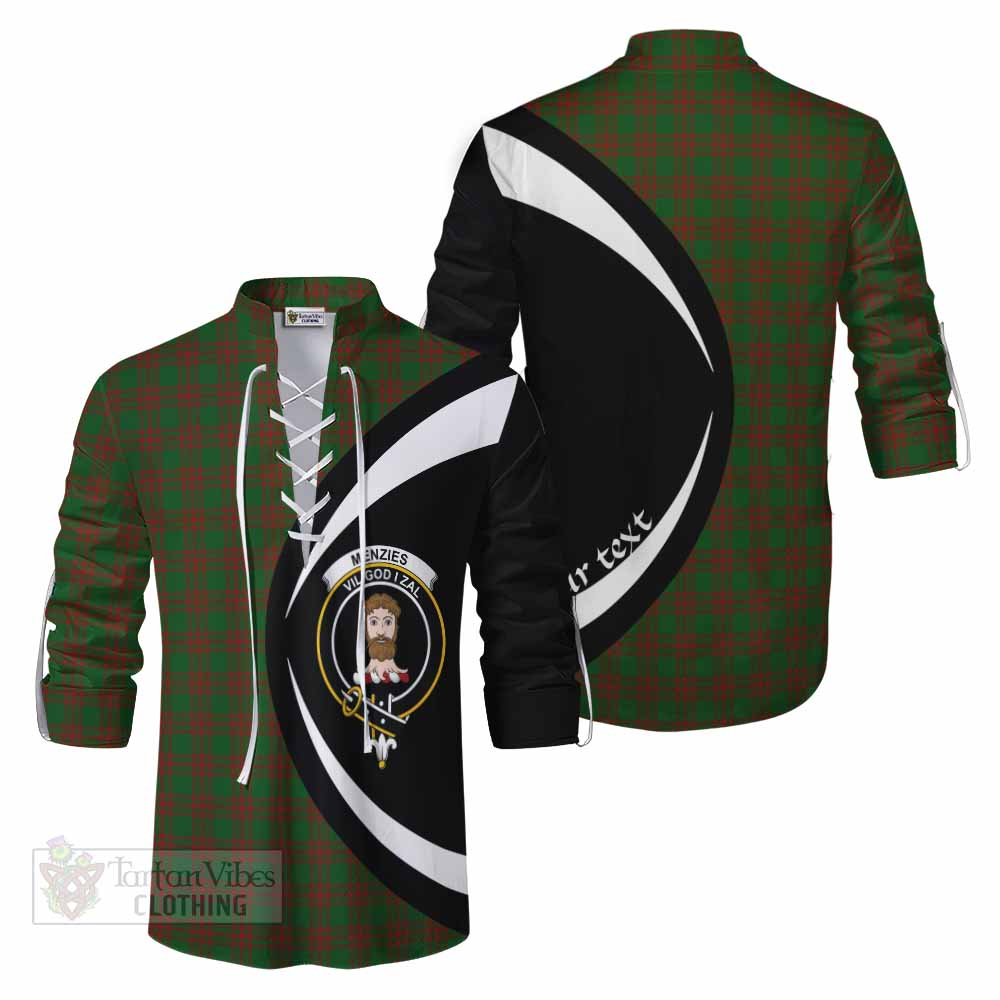 Tartan Vibes Clothing Menzies Tartan Ghillie Kilt Shirt with Family Crest Circle Style