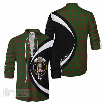 Menzies Tartan Ghillie Kilt Shirt with Family Crest Circle Style