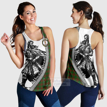 Menzies Tartan Clan Crest Women's Racerback Tanks with Highlander Warrior Celtic Style