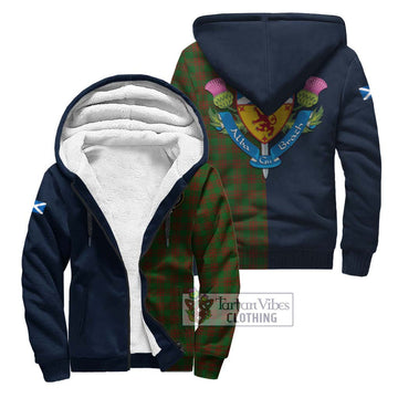 Menzies Tartan Sherpa Hoodie Alba with Scottish Lion Royal Arm Half Style