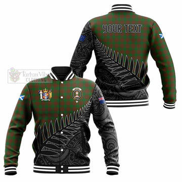 Menzies Crest Tartan Baseball Jacket with New Zealand Silver Fern Half Style