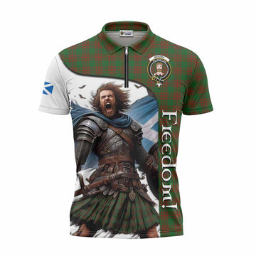 Menzies Crest Tartan Zipper Polo Shirt Inspired by the Freedom of Scottish Warrior