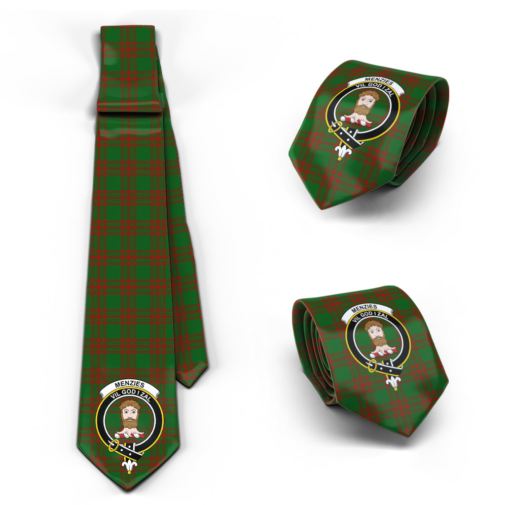 Menzies Tartan Classic Necktie with Family Crest Necktie One Size - Tartan Vibes Clothing