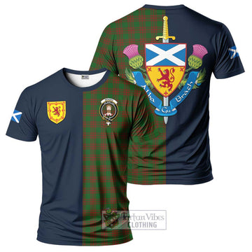 Menzies Tartan T-Shirt Alba with Scottish Lion Royal Arm Half Style