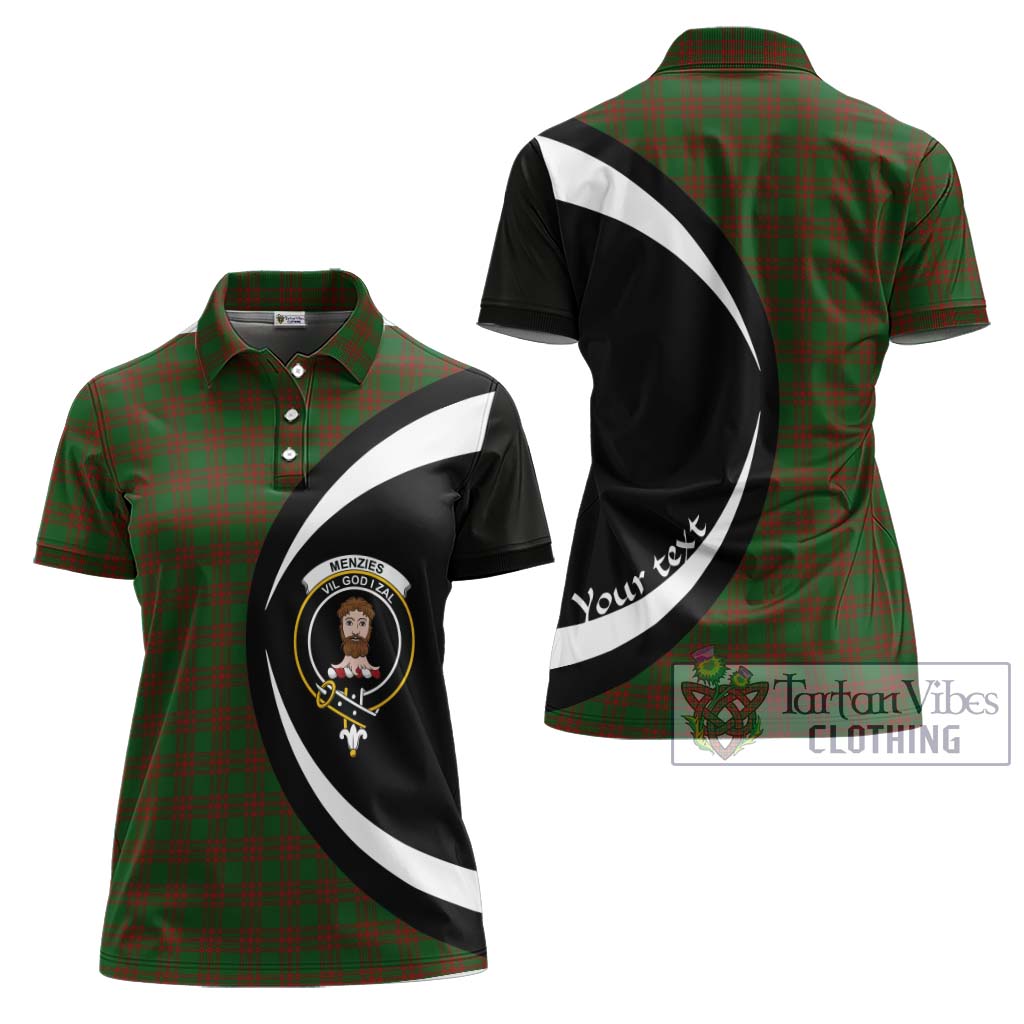 Tartan Vibes Clothing Menzies Tartan Women's Polo Shirt with Family Crest Circle Style